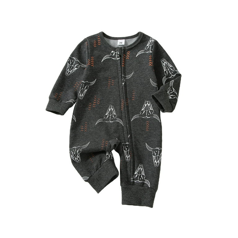 Western Baby Boy Clothes 3M 6M 12M 18M Newborn Cowboy Jumpsuit Cow Printed Onesie Long Sleeve Bod... | Walmart (US)