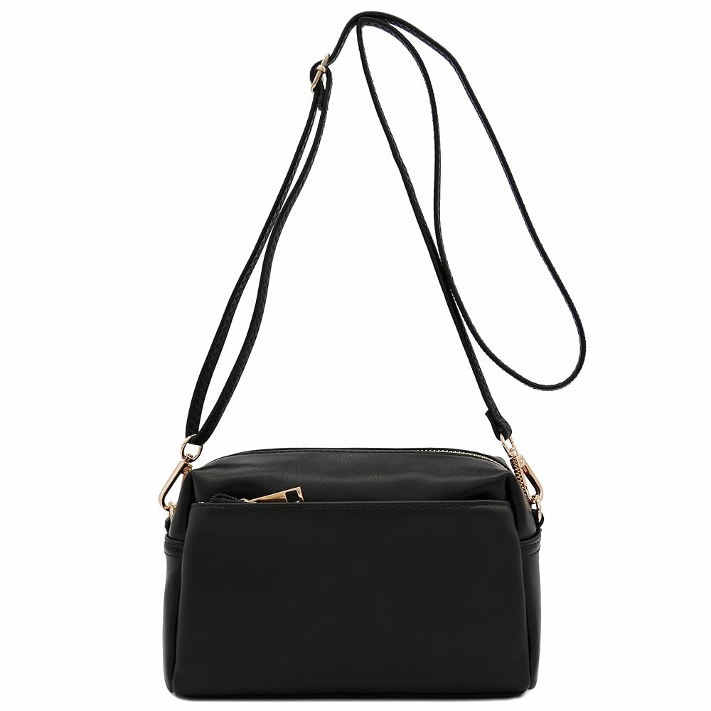 FashionPuzzle Triple Zip Small Crossbody Bag | Amazon (US)