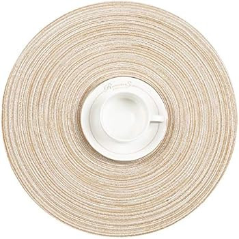 SHACOS Round Braided Placemats Set of 4 Round Table Mats for Dining Tables 15 inch Washable (Beig... | Amazon (US)