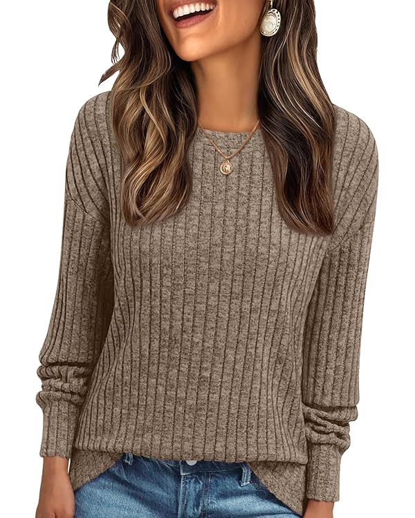 AUTOMET Womens Dropped Shoulder Long Sleeve Shirt Fall Fashion Tops Tunic Dressy Casual Sweater C... | Amazon (US)