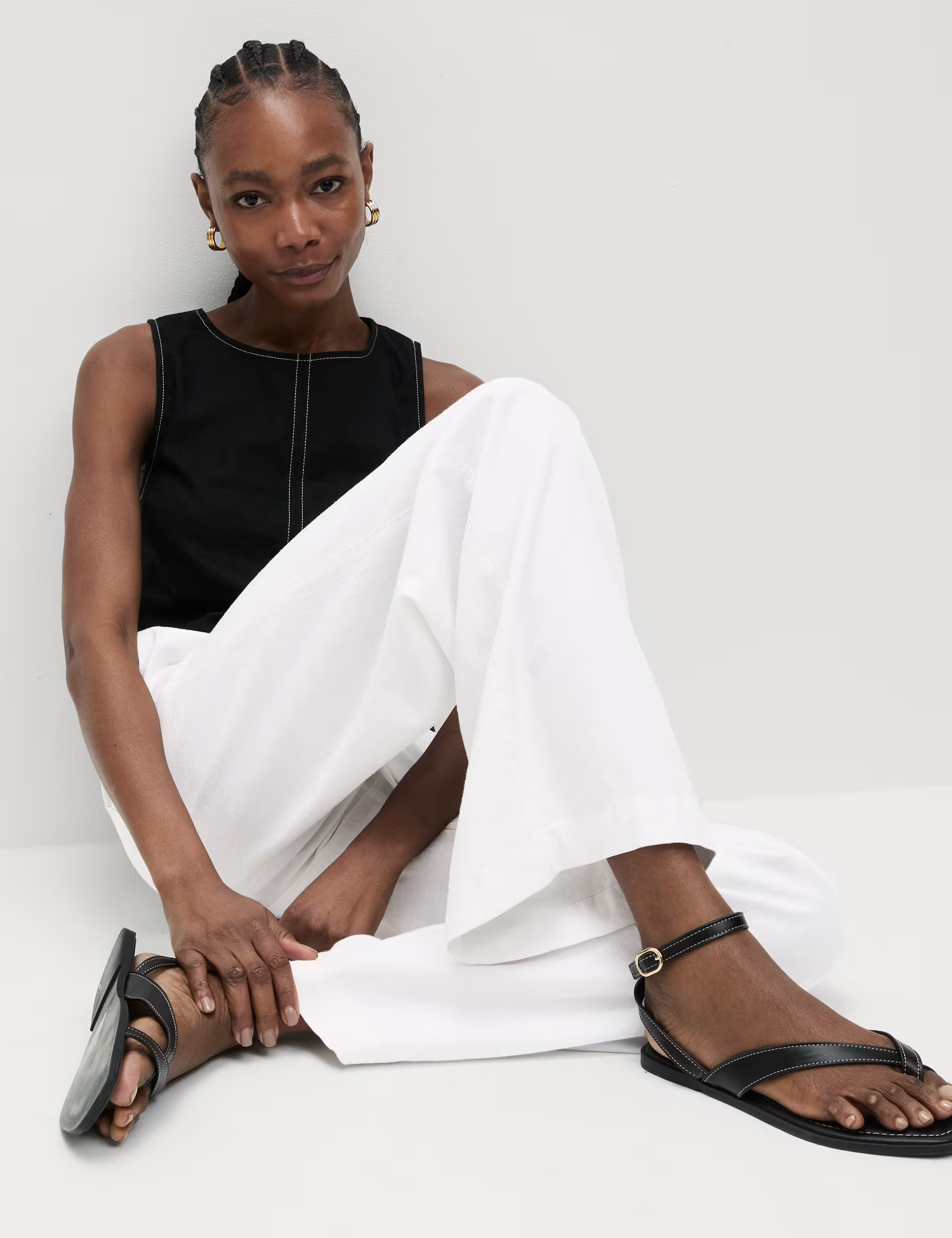 Linen Blend Wide Leg Trousers | Marks & Spencer (UK)