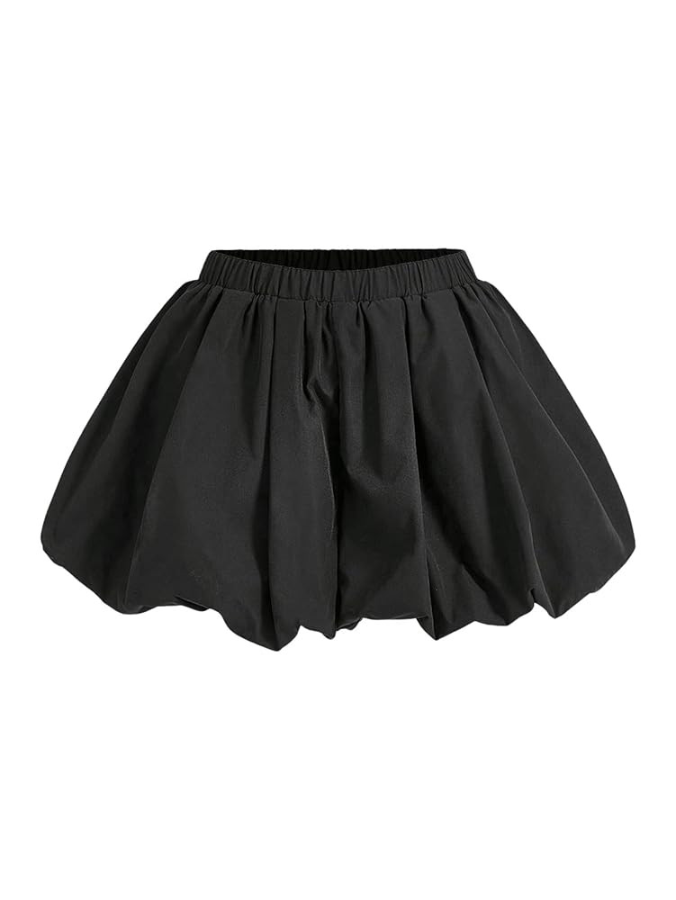 Verdusa Girl's Y2K Bubble Skirt Cute Clothes Balloon Elastic Waist Ruffled Cute Mini Skirts Skort | Amazon (US)