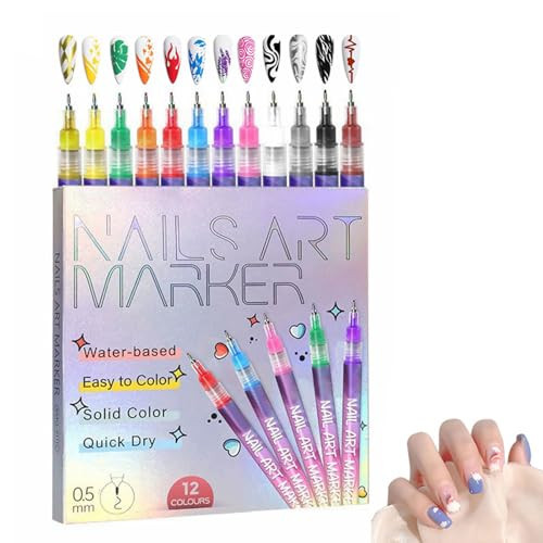 Luhaka 12 Colors Nail Art Marker Pens Set, Nail Markers for Nail Art, Suitable for Nail Art, Nail Painting, And Artistic Decorations; Suitable for Everyone. (12 Colors) | Amazon (US)