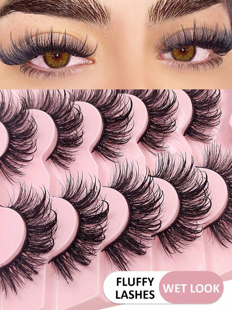 Asiteo Asiteo 5 Pairs Of Enchanting Wet Manga Lashes - Dramatic Curl Luxuriously Thick Wispy Natu... | SHEIN