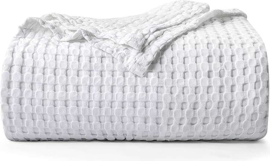 Amazon.com: Utopia Bedding Cotton Waffle Blanket 300 GSM (White - 90x90 Inches) Soft Lightweight ... | Amazon (US)