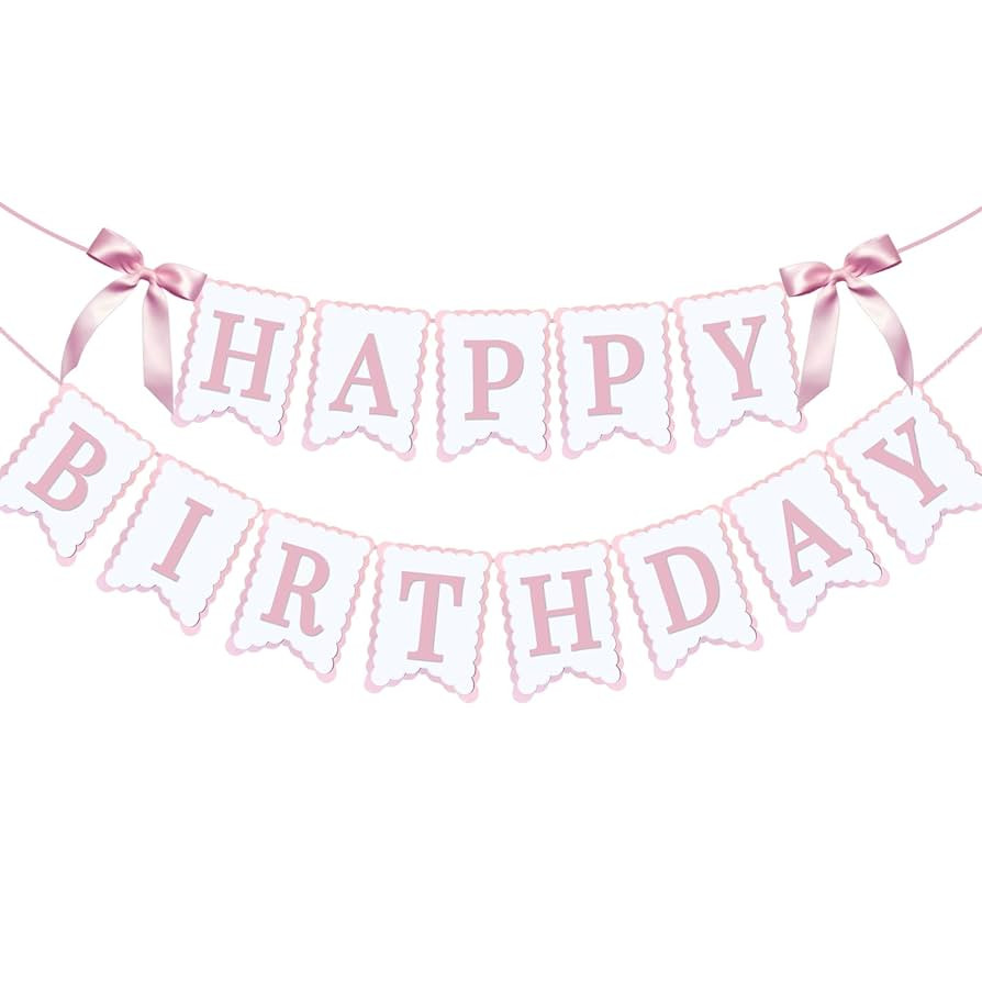 Bow Happy Birthday Banner for Bow Birthday Decorations Pink Bows Garland for Women Girls Bow Birt... | Amazon (US)