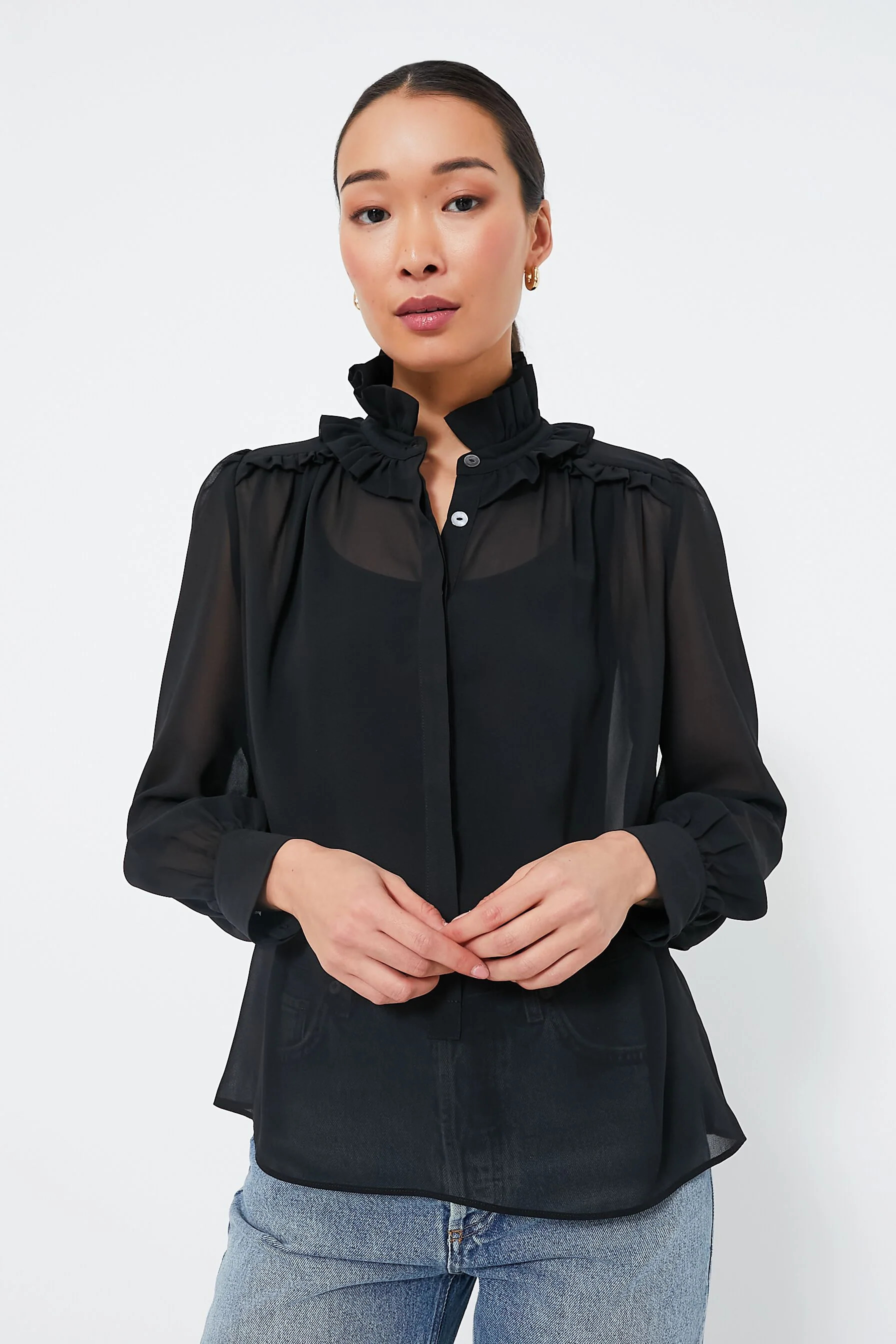 Black Sheer Elana Blouse | Tuckernuck (US)