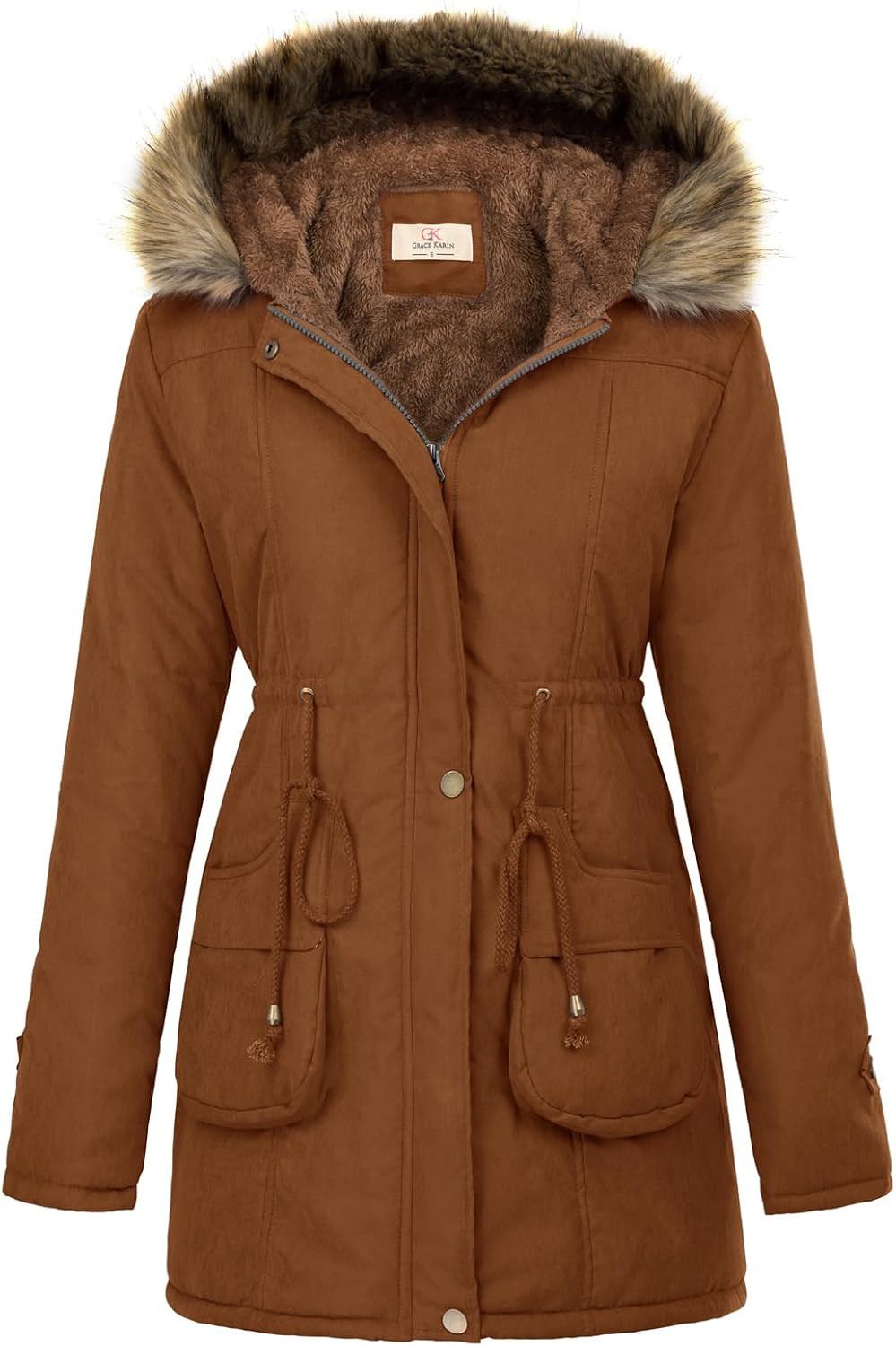 GRACE KARIN Women's Winter Coats Fleece Parkas Anoraks Hooded Military Jacket Coats | Amazon (US)