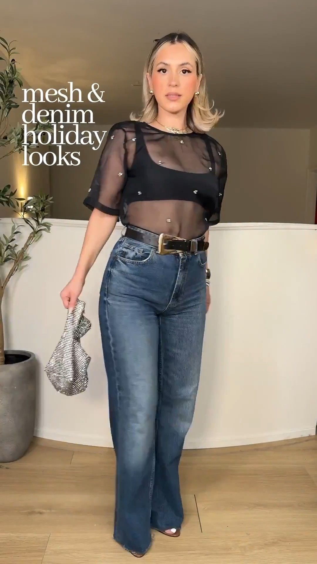 Denim & mesh semi-casual holiday looks 😍 simple with a twist 👏🏼

Wearing size 27 in jeans
Small in everything else! 



#LTKPetite #LTKgrwm #LTKootd