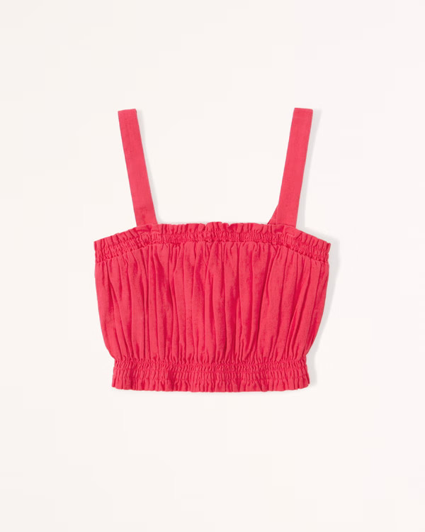 Linen-Blend Ruched Set Top | Abercrombie & Fitch (US)