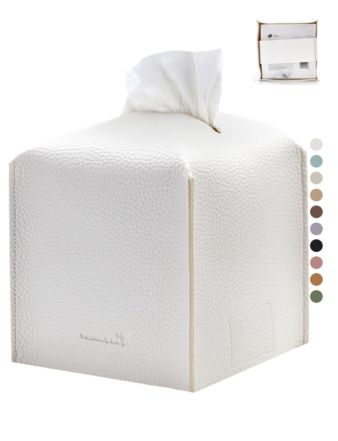 Tissue Box Cover 5X5X5'' PU Leather Tissue Holder Square Tissue Cube Box Organizer for Bathroom V... | Amazon (US)