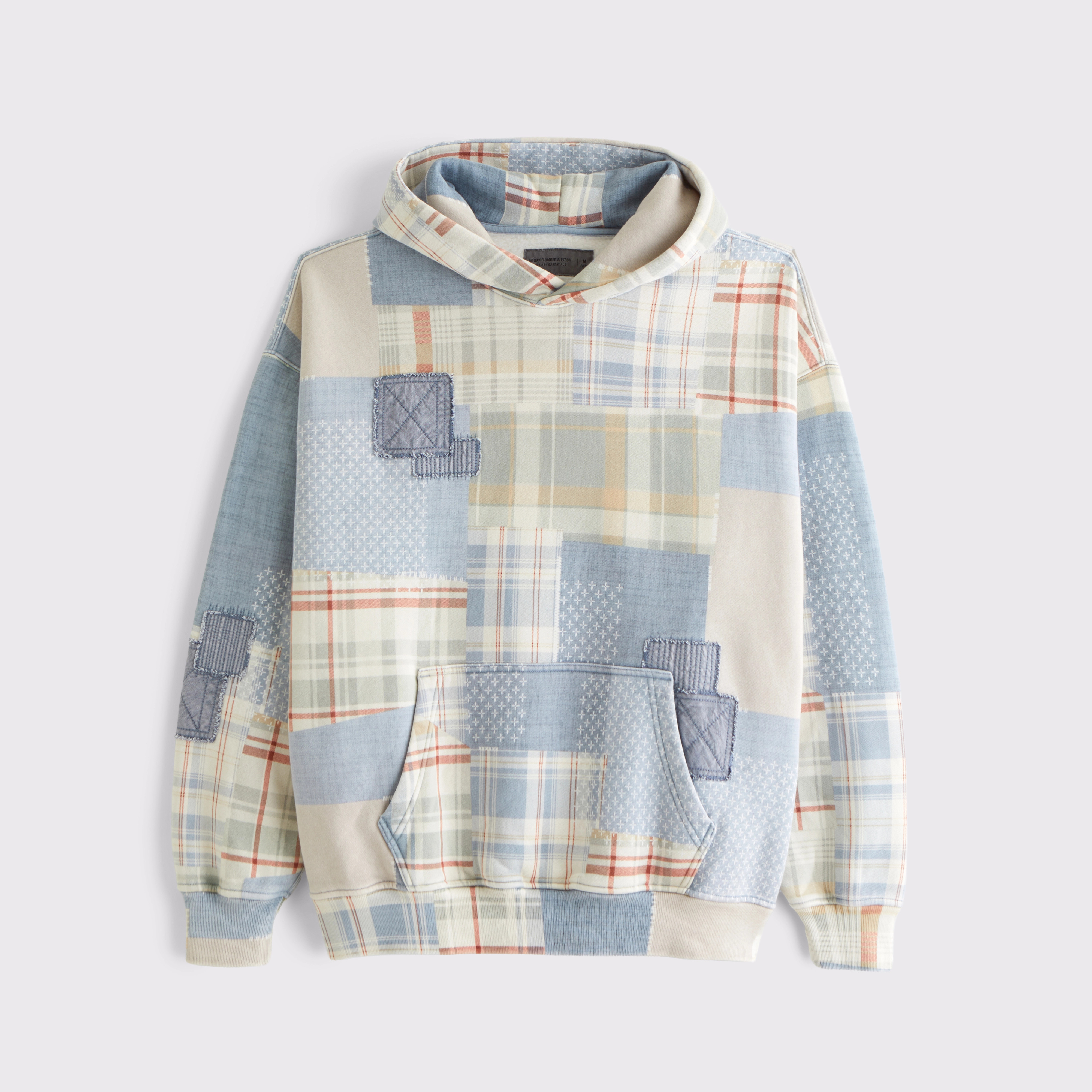 Essential Popover Patchwork Embroidered Hoodie | Abercrombie & Fitch (US)