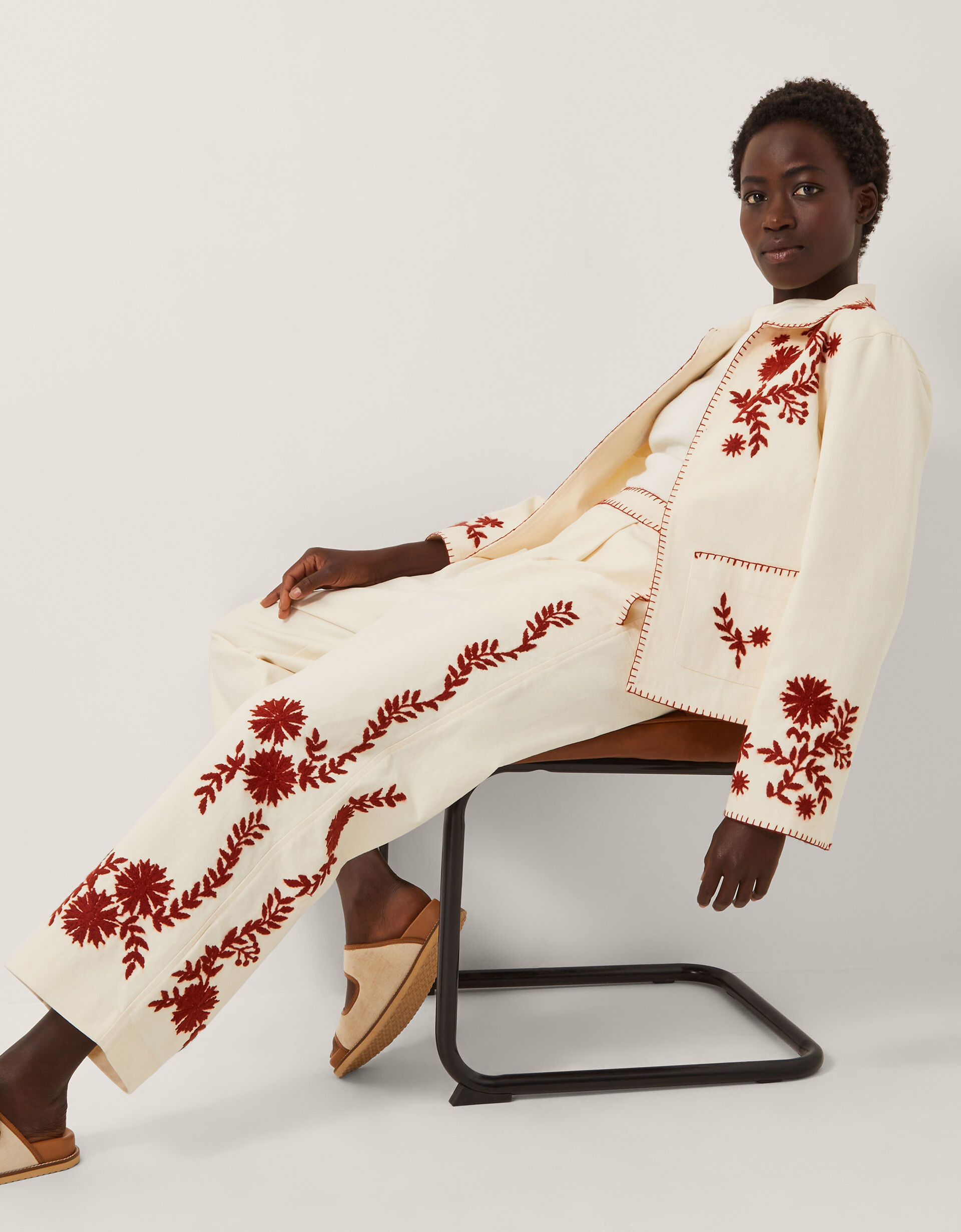 Emilia Floral Embroidered Jacket Ivory | Monsoon (UK)