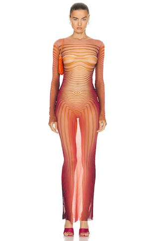 Printed Morphing Stripes Long Dress | FWRD 