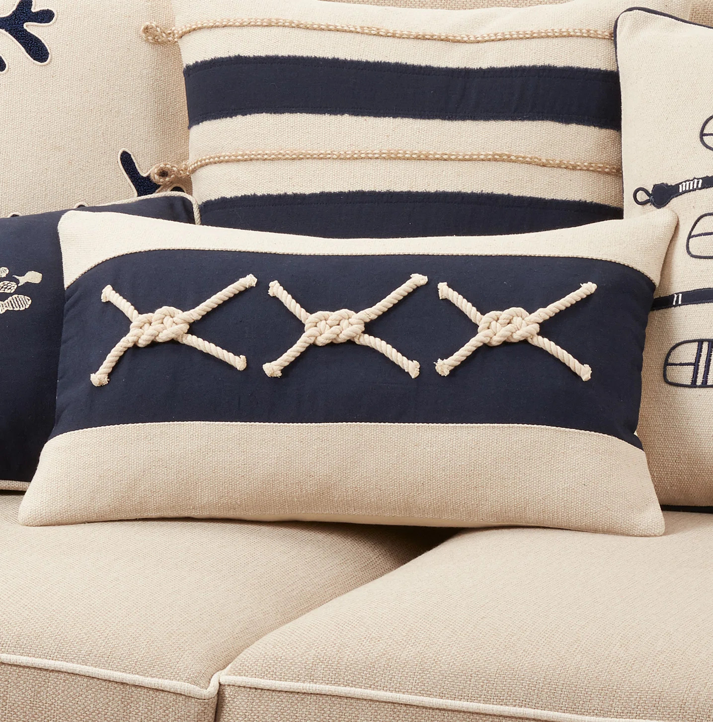 Saro Naviguer Knotted Rope Appliqué Rectangular 100% Cotton Pillow Cover & Insert & Reviews | Wa... | Wayfair North America