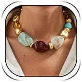 Chunky Beaded Necklace for Women Colorful Resin Bead Collar Necklace Acrylic Round Statement Jewe... | Amazon (US)