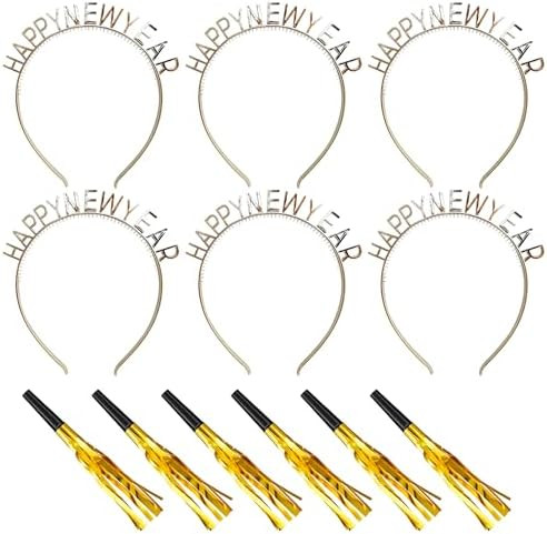 2026 New Year Eve Party Supplies Sliver Happy New Year Headband Photo Booth Props Party Blowers G... | Amazon (US)