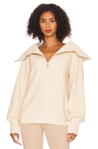Varley Vine Half Zip Sweater in Oatmeal Marl from Revolve.com | Revolve Clothing (Global)