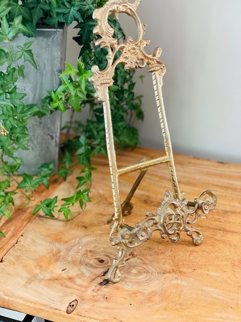Large Brass Tabletop Easel for Display, Ornate Cast Brass, Art decor, Gold easel frame, 13" | Etsy (US)