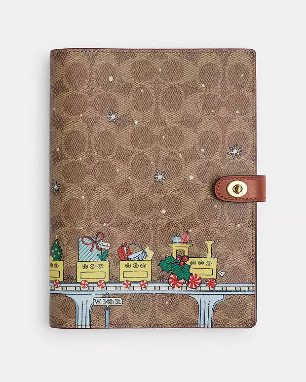 Notebook In Signature Canvas With Holiday Train | Coach (US)