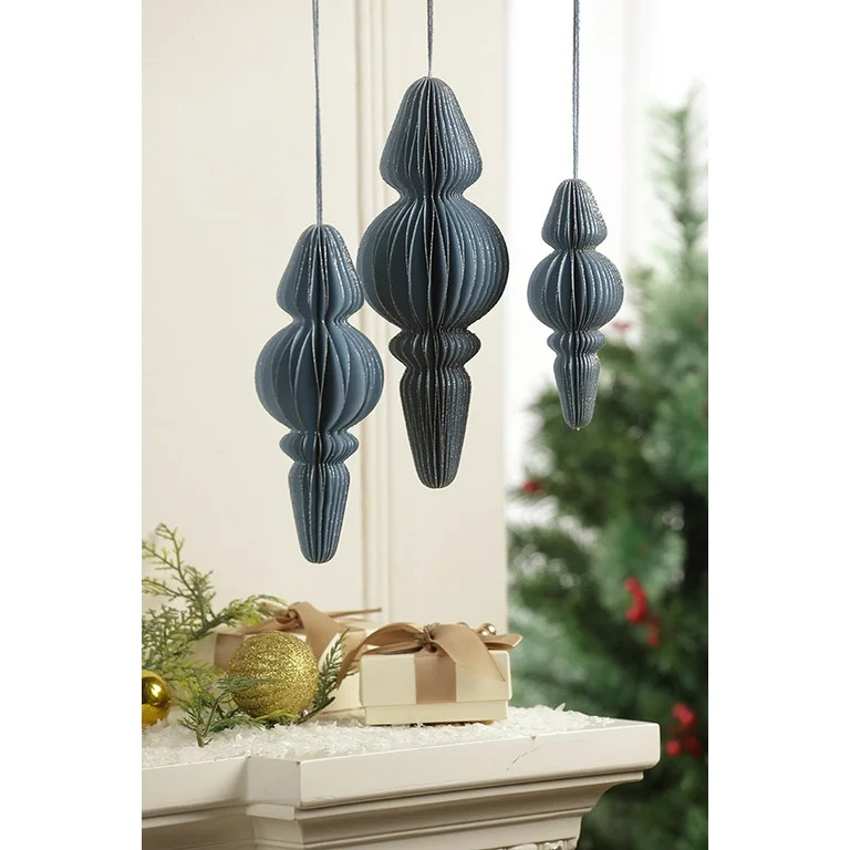 3 Count Blue Paper Finial Christmas Ornaments, by Holiday Time | Walmart (US)