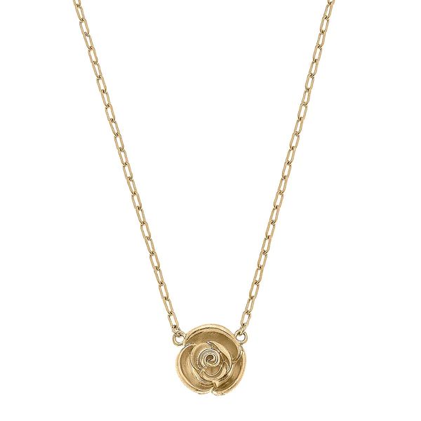 Madison Rose Pendant Necklace in Worn Gold | CANVAS