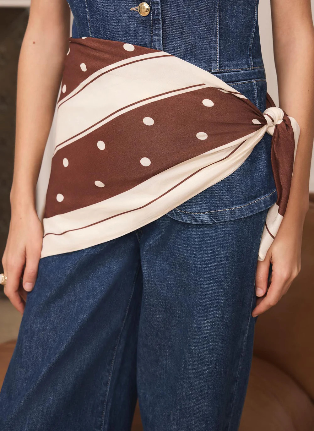 Brown Polka Dot Print Scarf | Mint Velvet - US