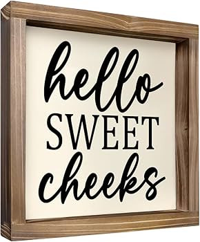 Kas Home Rustic Farmhouse Bathroom Decor - Cute 'Hello Sweet Cheeks' Wooden Sign, Funny Wall Hang... | Amazon (US)