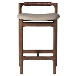 Blaise Rustic Lodge Beige Performance Brown Wood Counter Stool | Kathy Kuo Home