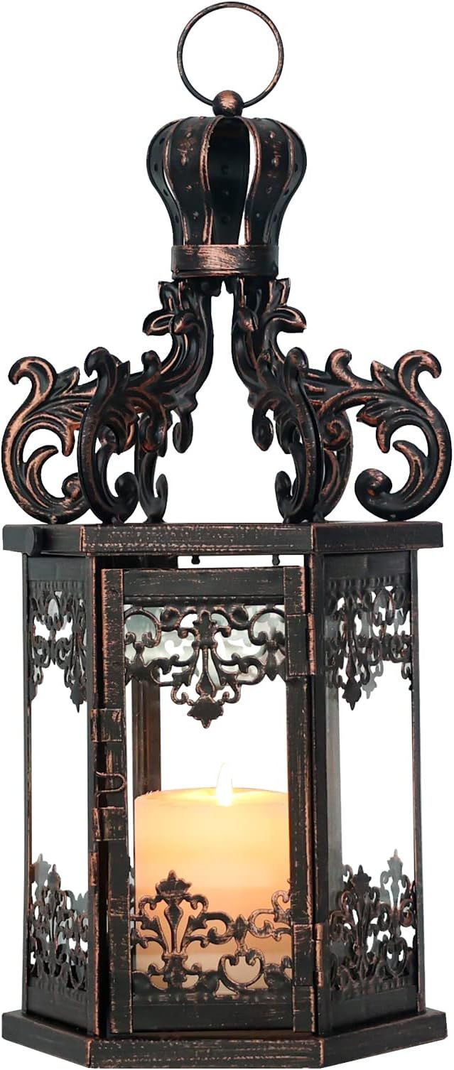 NEEDOMO Large Candle Lantern Decorative, 17.7" Black Outdoor Hanging Lanterns with Tempered Clear... | Amazon (US)
