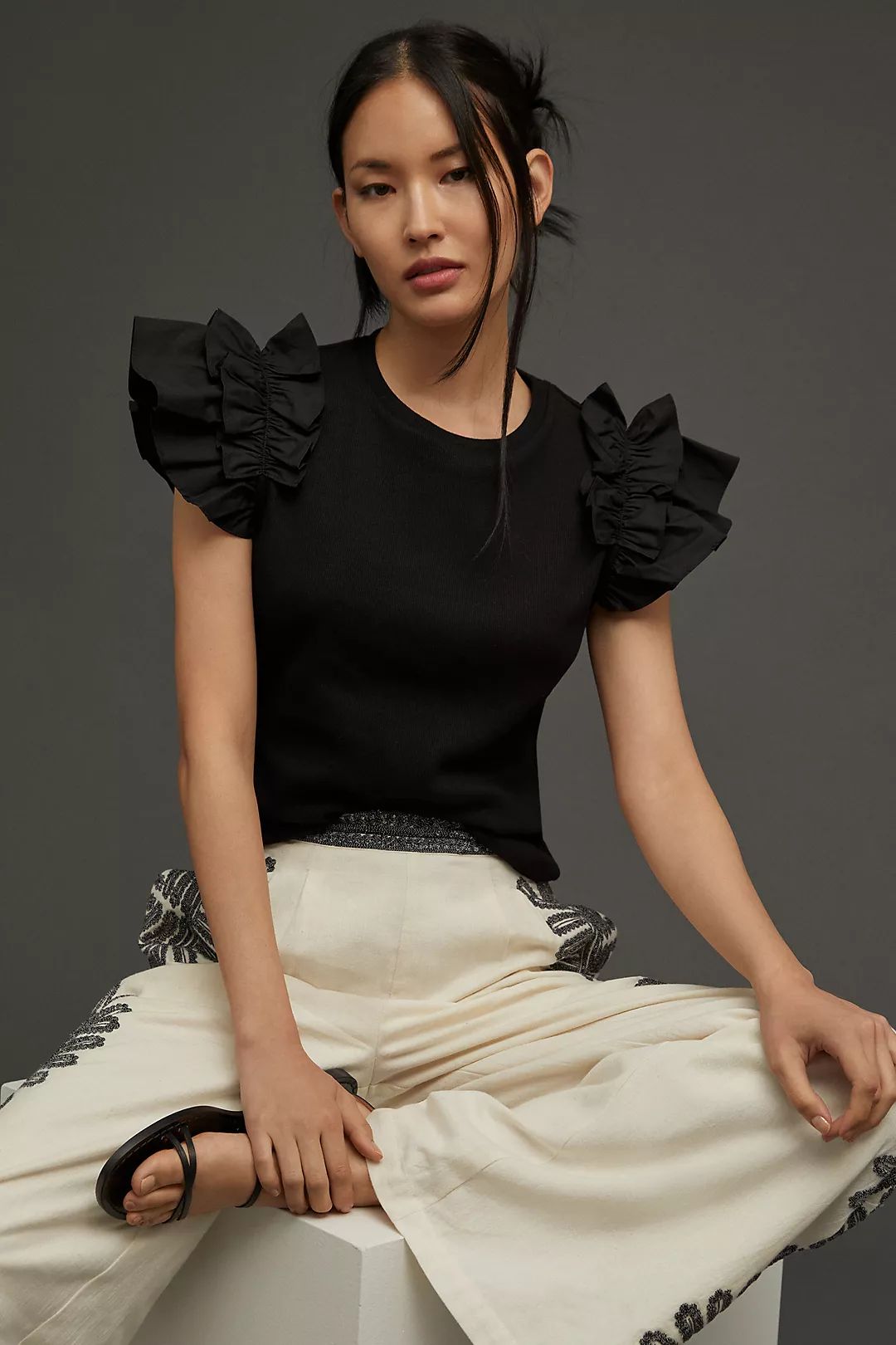 By Anthropologie Woven Ruffle Top | Anthropologie (US)