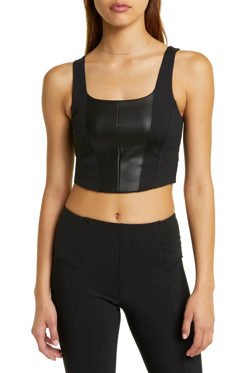 Faux Leather Longline Bra | Nordstrom