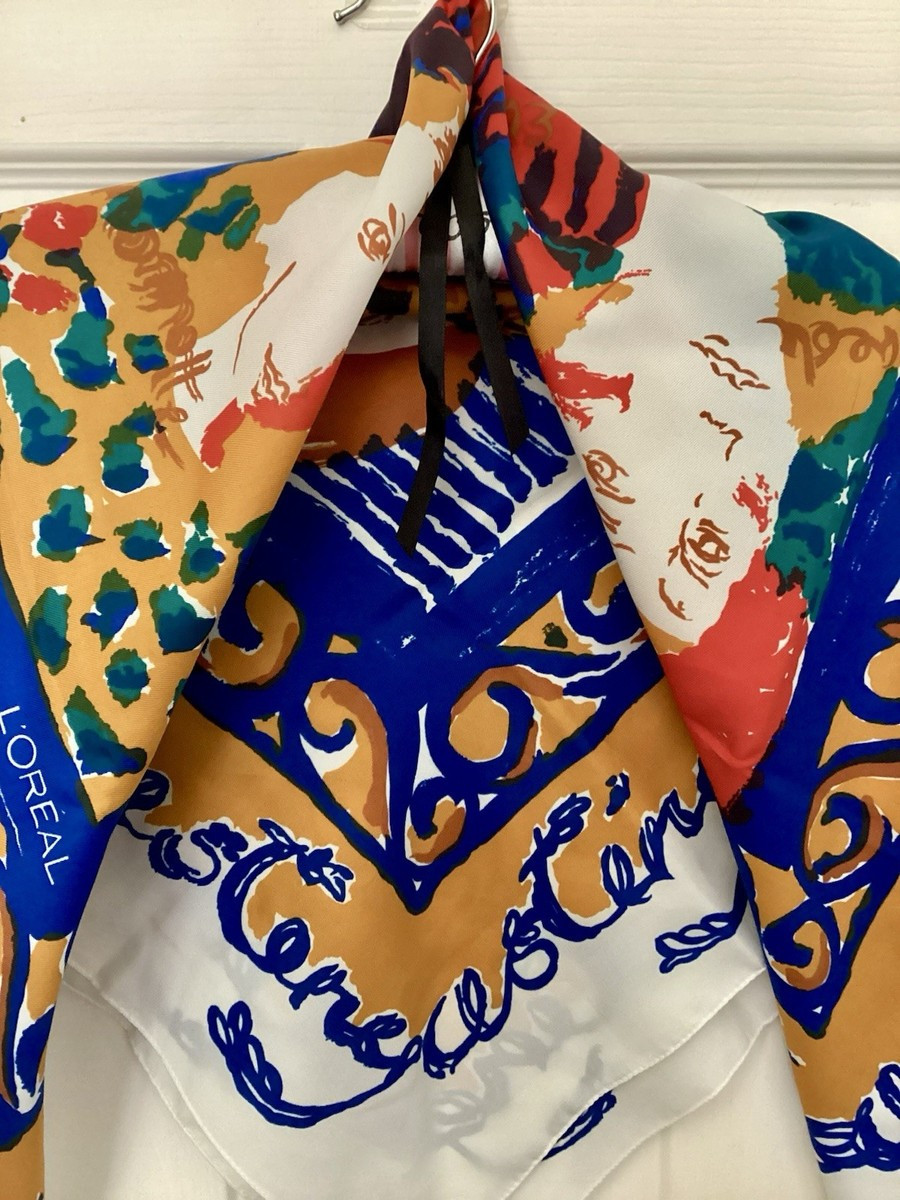 Vintage Square Scarf by Jackie Campbell for L'Oreal Abstract Faces 86 x 86cm | eBay UK