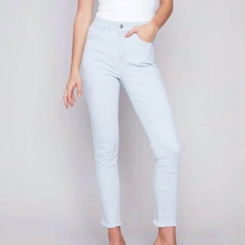 Charlie B Charlie B Yarn Dye Five Pocket Ankle Length Jeans In Stripes - Blue | Verishop