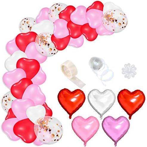 108 Pcs 16 Ft Valentine's Day Balloon Garland Kit Heart-Shaped Balloon Arch Garland Red Pink Whit... | Amazon (CA)
