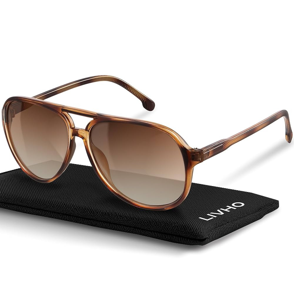 livho Trendy Polarized Aviator Sunglasses Women Men, Retro Sun Glasses for Women Men 2025, Oversi... | Amazon (US)