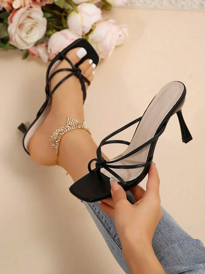 French Breeze Summer Wear Slide Sandals, New Square Toe Thick Heel Sandals To Match Dress | SHEIN