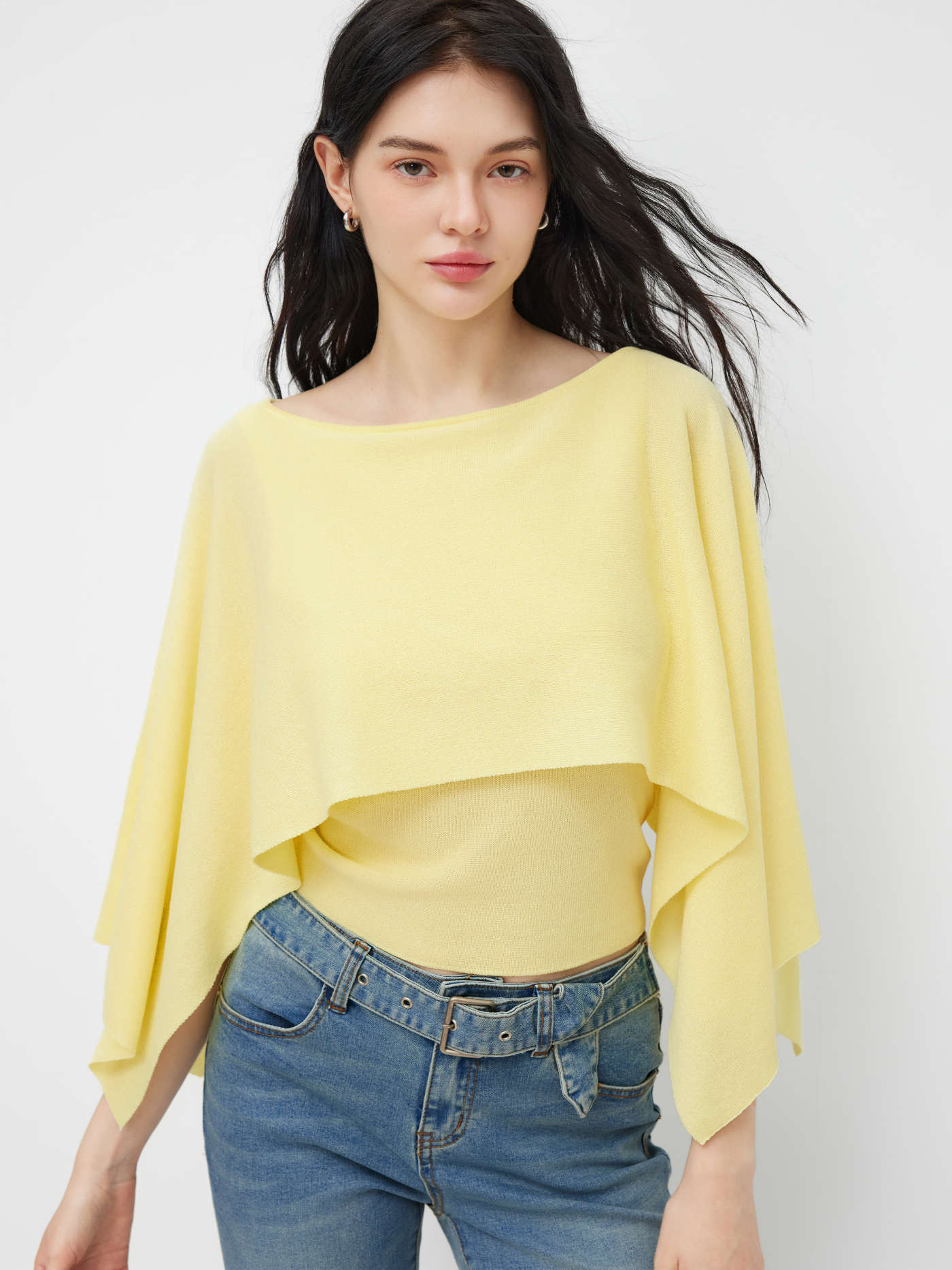 Knit Boat Neck Ruffle Hem Long Sleeve Top | Cider