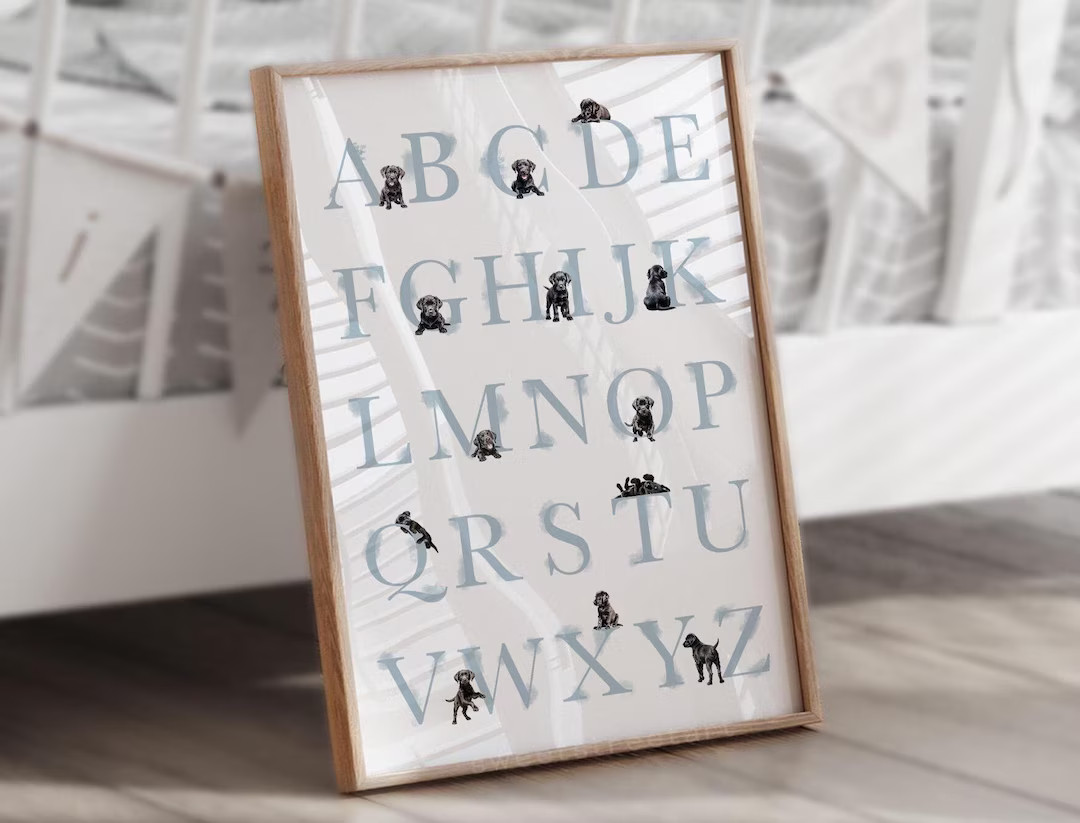 BLACK LABRADOR ABC Poster for Boy Puppy Nursery Decor | Digital Prints | Dog Nursery Art and Pupp... | Etsy (US)