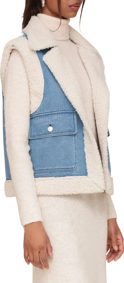 Avec Les Filles Bonded Faux Shearling & Denim Trucker Vest | Nordstrom | Nordstrom