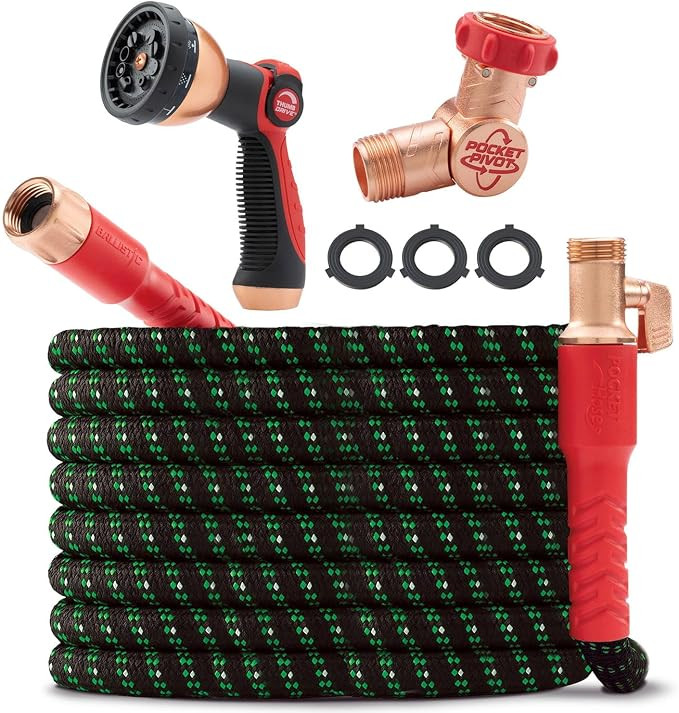 Pocket Hose Ballistic Double UV Edition 100 FT Expandable Garden Hose w/Pocket Pivot Swivel Conne... | Amazon (US)