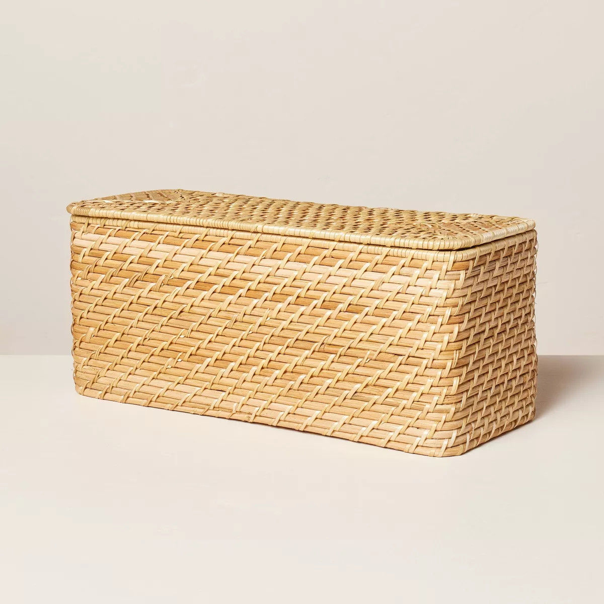 Natural Woven Bathroom Storage - Hearth & Hand™ with Magnolia: Rattan Rectangular Canister with... | Target