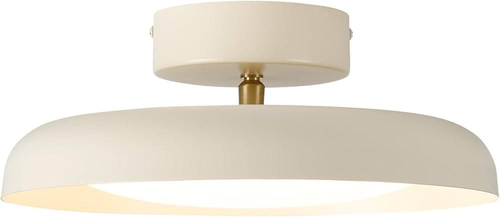 BISAMIYA Modern LED Ceiling Light, Milk White Finish and Brass Accent Semi Flush Mount Ceiling Li... | Amazon (US)