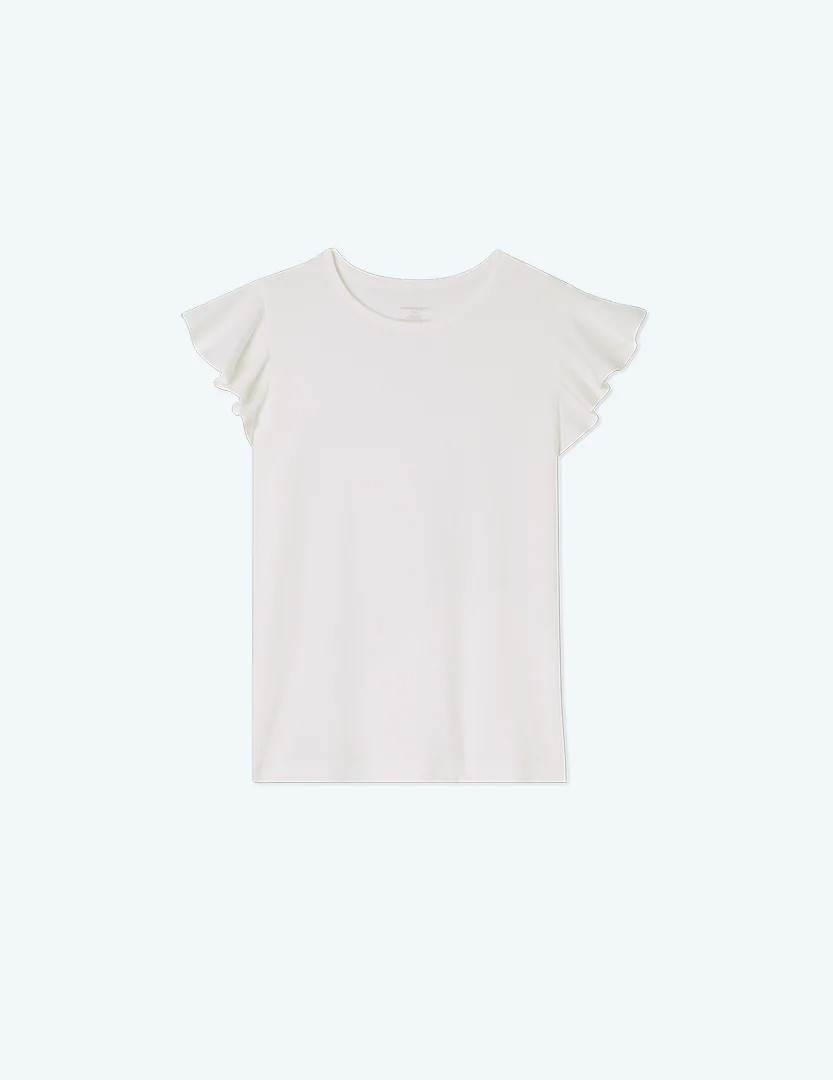 The Luxe Pima Flutter-Sleeve Tee - White Sand | SummerSalt