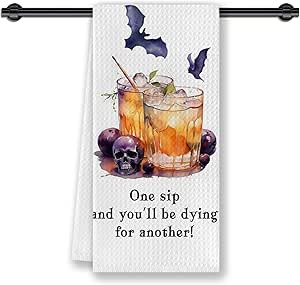 Funny Halloween Cocktail Gifts Kitchen Dish Towels,Halloween Cocktail Party Bar Hand Tea Towels f... | Amazon (US)