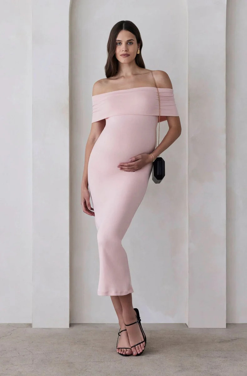 The Bianca Dress | Shop Off-The-Shoulder Maternity Dress | BUMPSUIT | BUMPSUIT