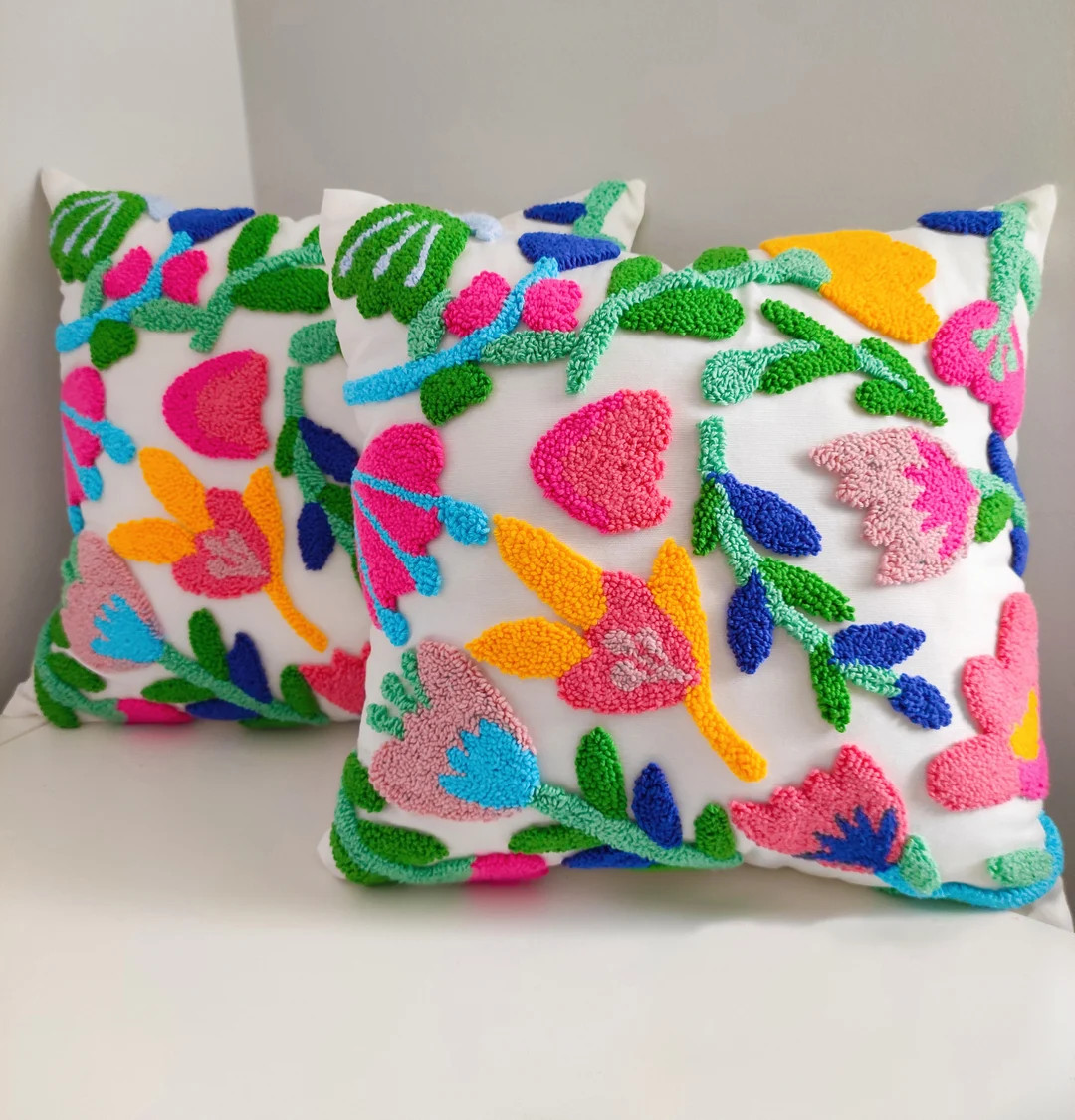 Handmade Punch Needle, Decorative Pillows, Hand Tufted Punch Needle Pillow, Handmade Unique Embro... | Etsy (US)