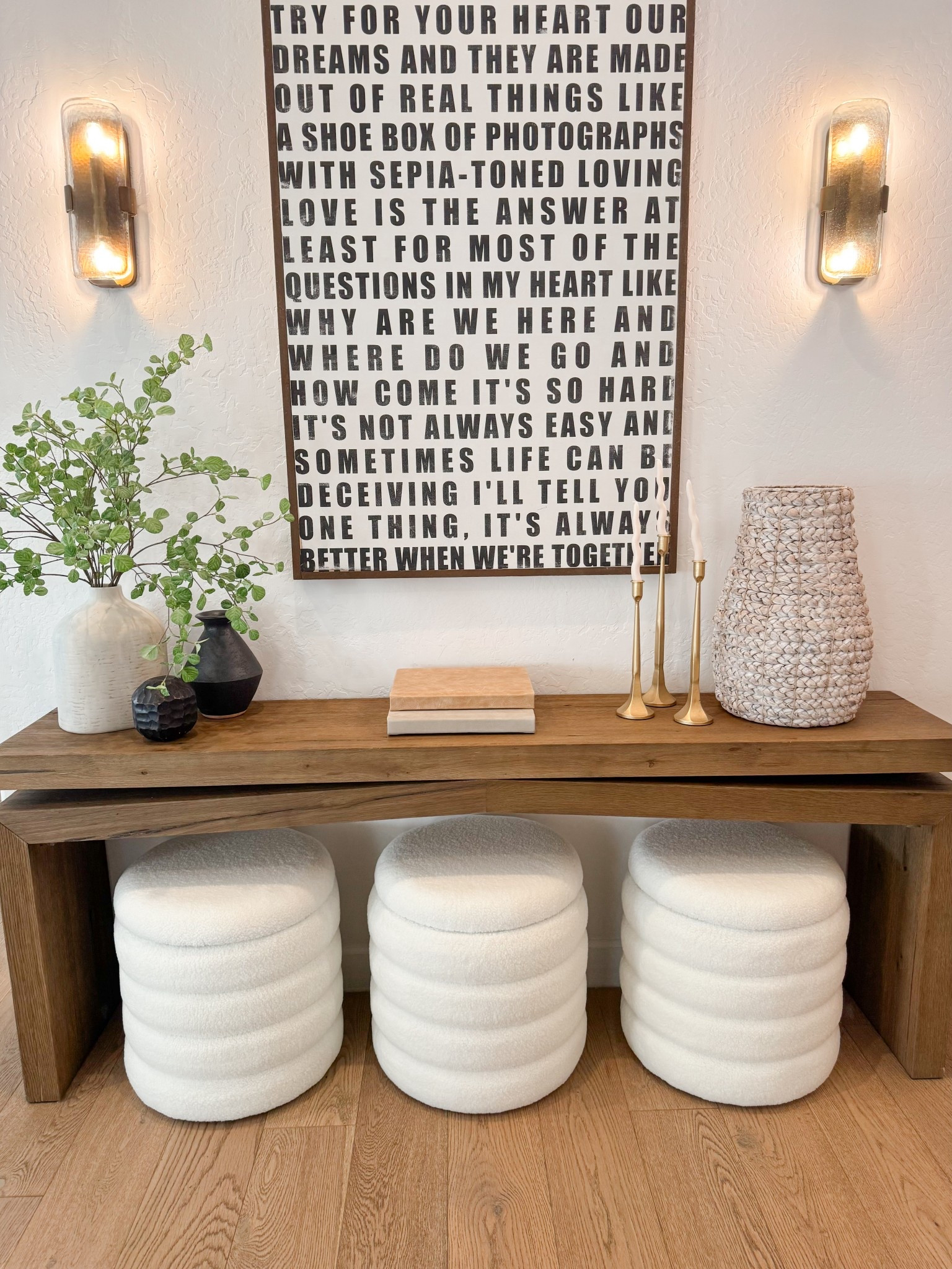 Entryway table and storage ottoman’s 

#LTKSaleAlert #LTKHome #LTKStyleTip
