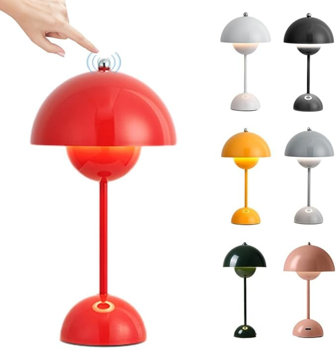 Starnearby Lampe de Table LED Pot de Fleurs, Lampe de Chevet Rechargeable Sans Fil, Lampe Champig... | Amazon (FR)