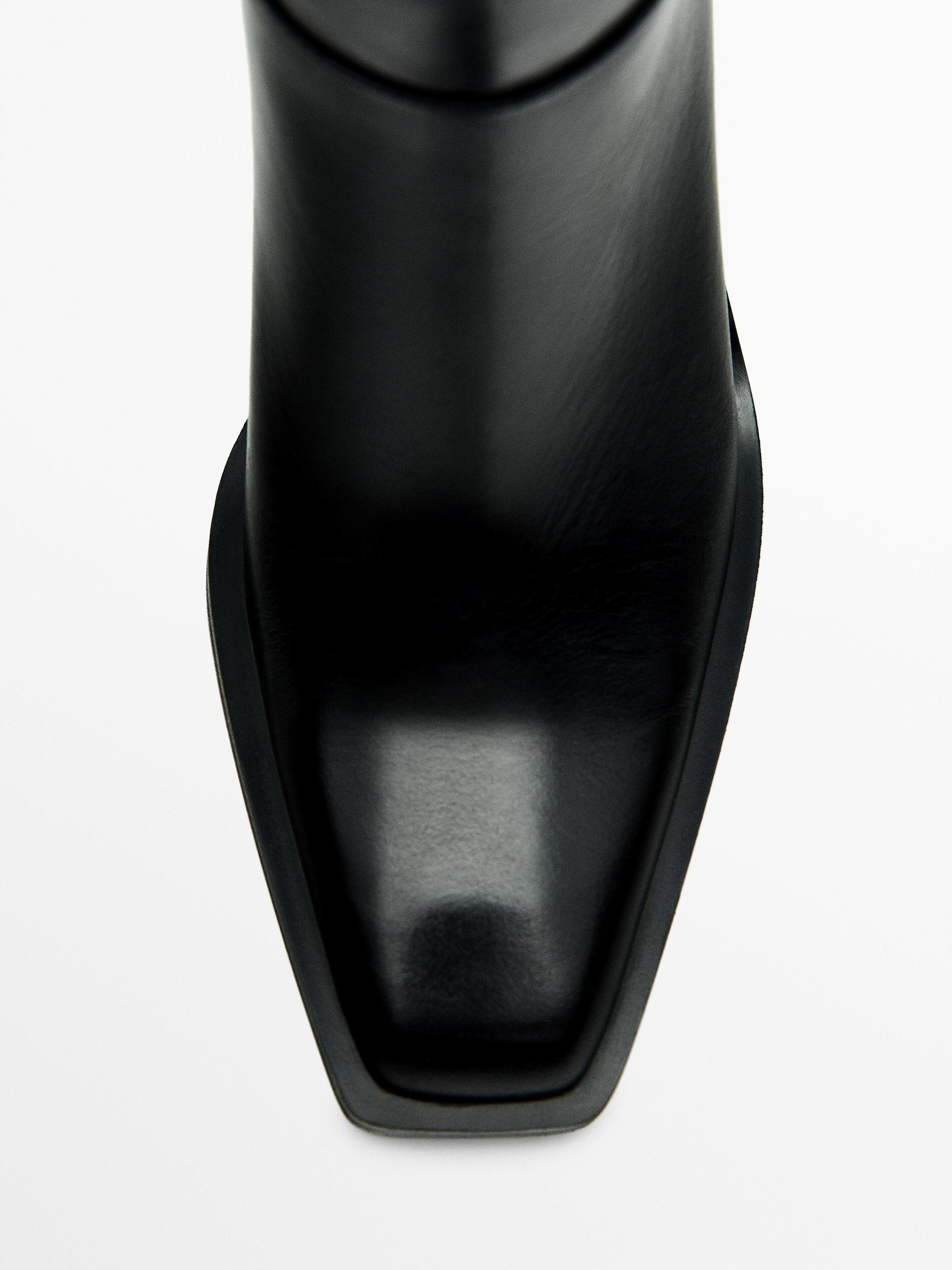 Leather high-heel boots | Massimo Dutti US